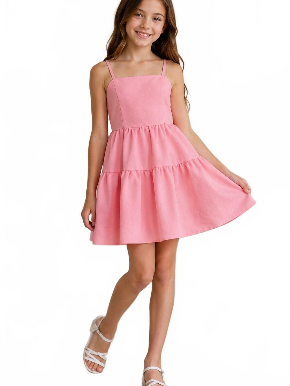 Rare Editions Pink Tiered Spaghetti-Strap Sundress